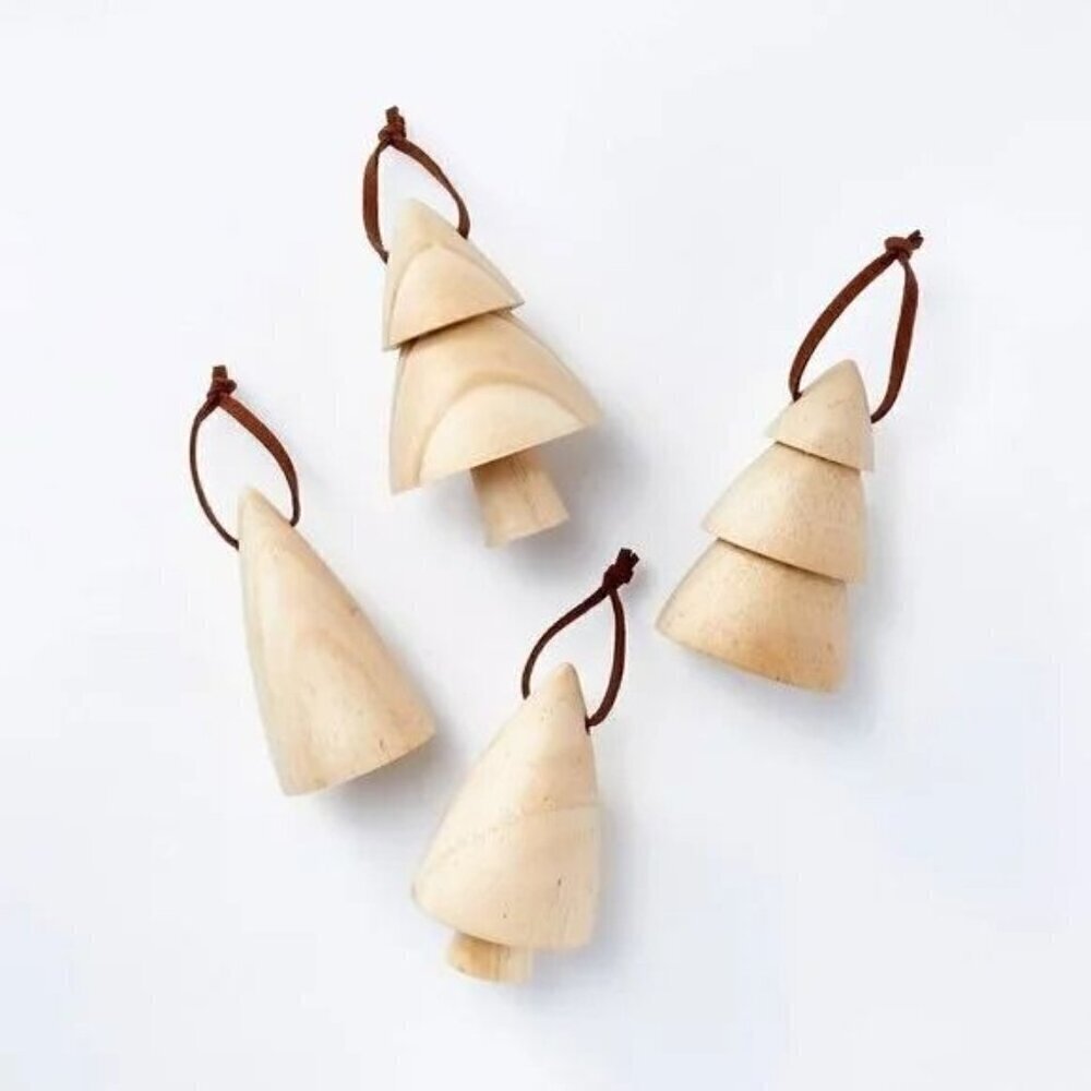 Set of 4 Wood Tree Ornaments - Threshold Studio McGee, Target‎ Christmas 2022